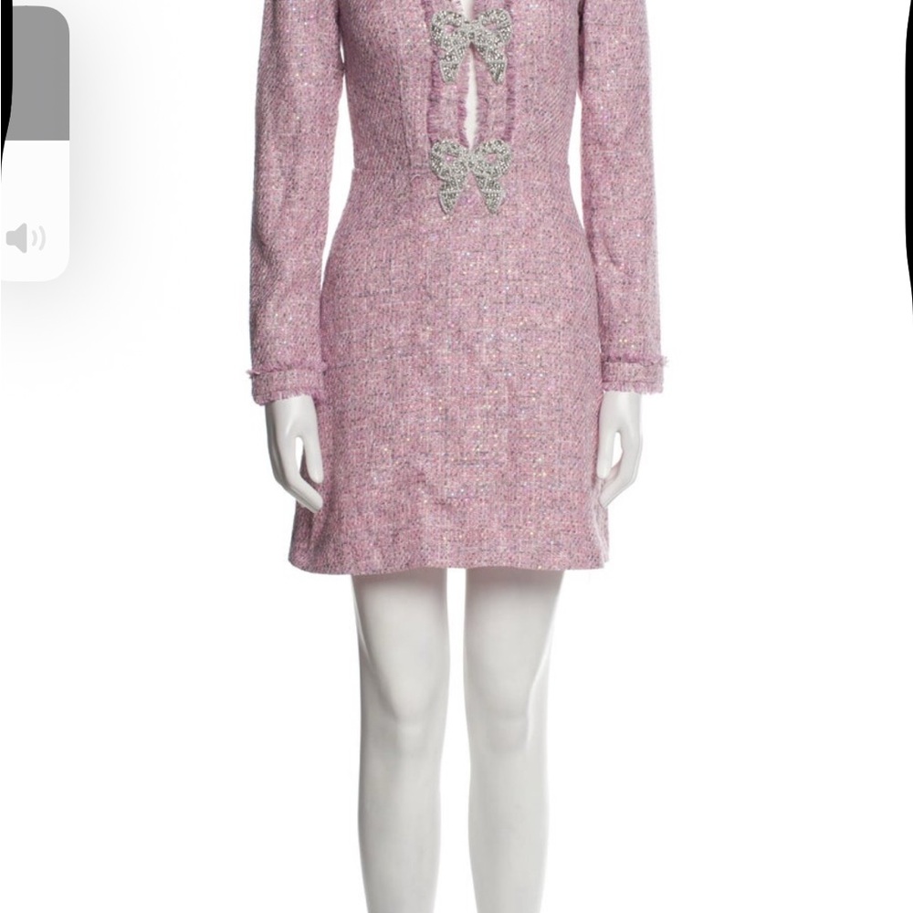 SALONI Pink Long Sleeve Dress with Bow Details